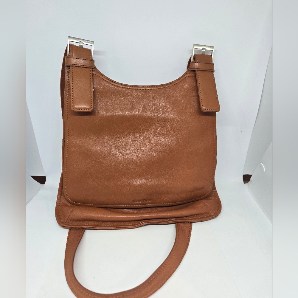 Nine West Genuine Leather Caramel Colored Purse Crossbody Shoulder